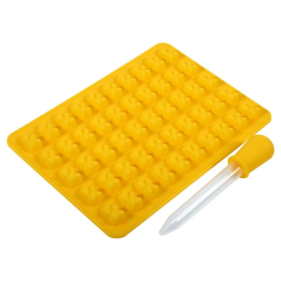 50 Cavités En Forme D'ours Bonbons Gommeux Moules Chocolat Bonbons Silicone Plateau à Glace Outil De Cuisine Pour la Décoration De Gâteau De Fête(黄色)