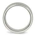 thumbnail image 2 of Auriga Fine Jewelry Stainless Steel Polished Brushed Center D/C 9 mm Ridged Edge Band for Women Size 13.5, 2 of 6