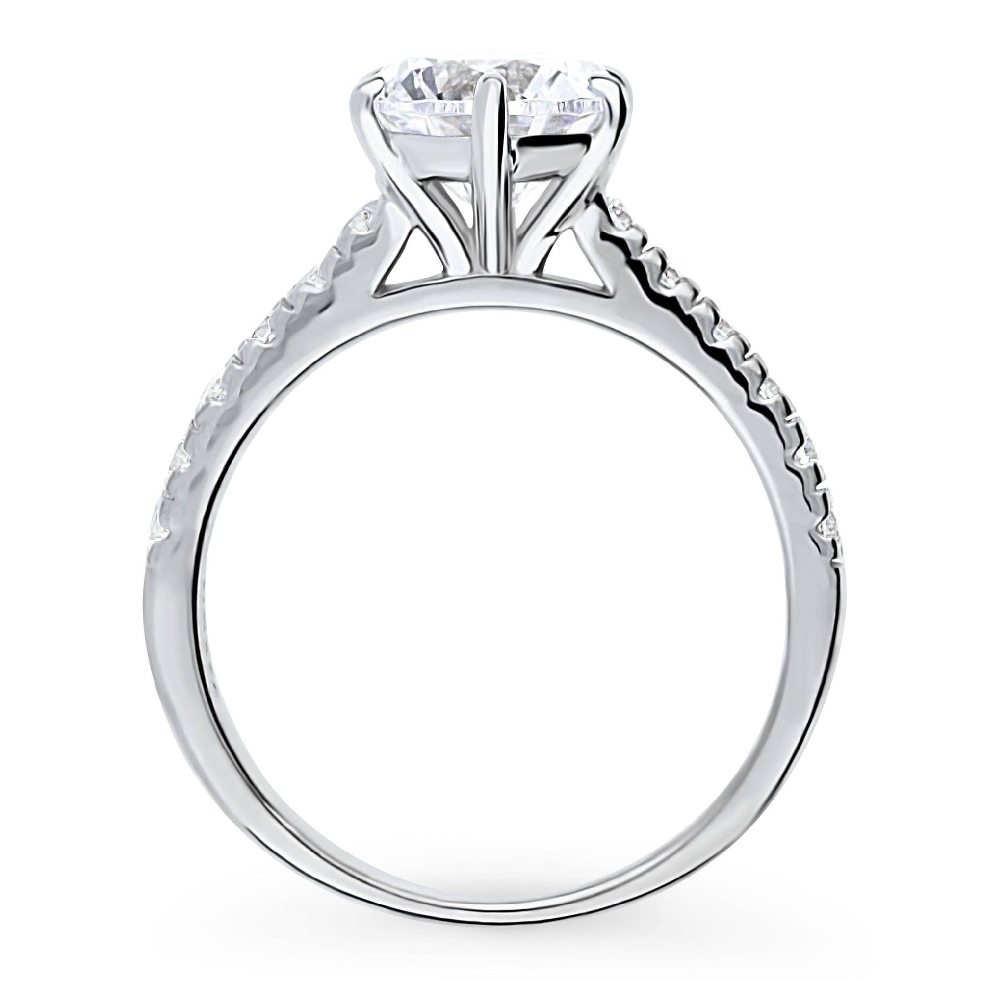 BERRICLE Sterling Silver Solitaire Wedding Engagement Rings 2 Carat Round Cut Cubic Zirconia CZ Promise Ring for Women, Rhodium Plated Size 7.5