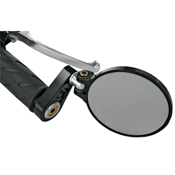 Joker Machine Folding Bar End Mirror   2 1/4in. Round - Black Anodized 09-302B