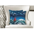 thumbnail image 4 of Ambesonne Nautical Throw Pillow Cover 2 Pack, Cartoon Ship on Waves, 18", Blue Orange Plum, 4 of 6