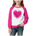 thumbnail image 2 of Tdoqot Girls Heart Print Sweatshirt- Casual Cute Long Sleeve Pullover Kids Spring Tops Hot Pink Size 10, 2 of 5