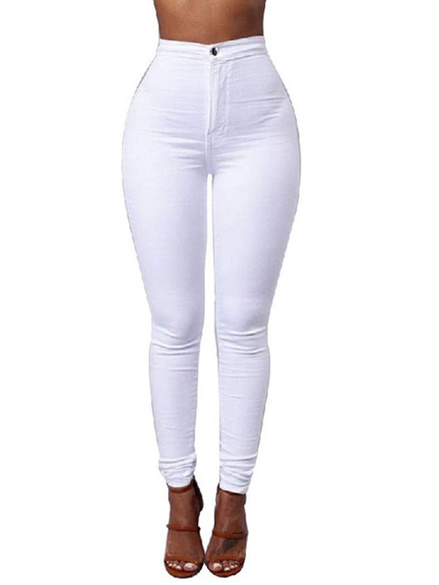 Woman Pencil Stretch Casual Look Denim Skinny Jeans Pants High Waist Trousers 