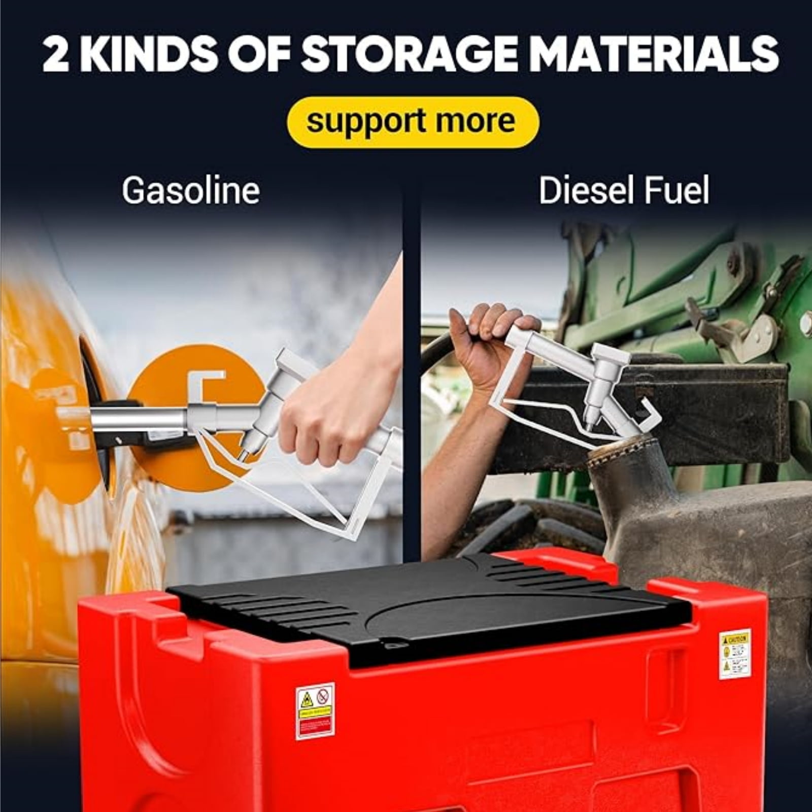 Gewna 40 Gallon Fuel Transfer Tank,Gasoline & Diesel Portable Tank with 12V Electric Pump, 3.7 GPM Fast Flow, 13.1 ft Power Cord, Red