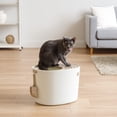 thumbnail image 3 of IRIS USA Medium Top Entry Cat Litter Box with Scoop | High-Sided Enclosed Design, White/Beige, 3 of 5