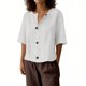 thumbnail image 2 of Top holgado de cuello en V con botones para mujer, tejido elástico suave, ideal para combinar con vaqueros o leggings, tallas S-XXL, 2 of 7