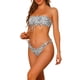 thumbnail image 4 of Conjuntos de bikini de dos piezas con tirantes y estampado floral, parte inferior triangular con lazo, trajes de baño blancos, talla X-Small, 4 of 5