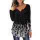 thumbnail image 1 of Puntoco Moda Mujer Cuello Redondo Botones Impresos Manga Larga Dobladillo Asimétrico Top Puntoco Puntoco-2586, 1 of 6