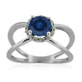 thumbnail image 1 of 0.85 Carat 6MM Round Created Sapphire And Diamond Ring In 10K Solid Rose, White & Yellow Gold, 1 of 1