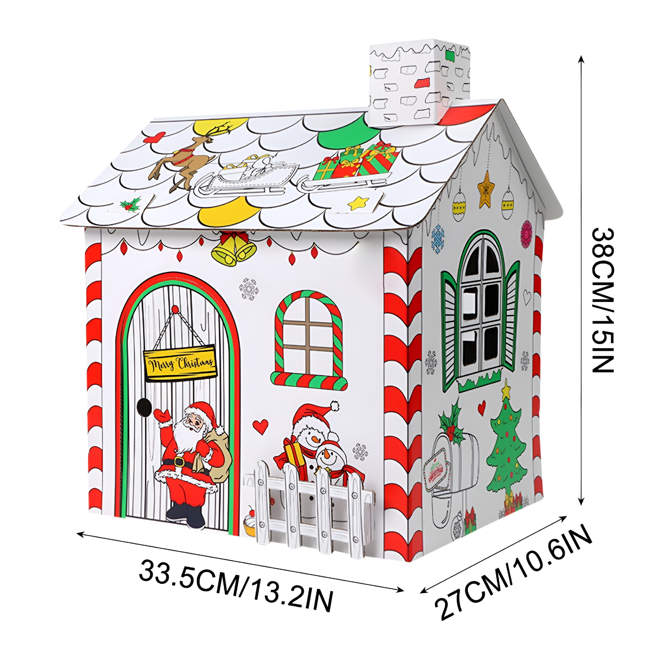BESTSKY 2026 New Diy Christmas Playhouse Coloring Cardboard House 3D Foldable Graffiti Craft Fortress Kids Drawing Activity Kit Creative Holiday Art Toy Cardboard House to Color for Kids