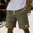 thumbnail image 2 of Besolor Men's Shorts Cotton Linen Casual Elastic Waist Drawstring Summer Lightweight Loose Beach Shorts with Pockets(XX-Large,Green), 2 of 7