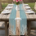 thumbnail image 4 of Coastal Jellyfish Table Runner 70 Inches, Summer Coral Ocean Vintage Wood Bed Runner Dresser Scarves Tabletop for Indoor Outdoor Parties/Ceremony/Banquet, 13" x 70", 4 of 9