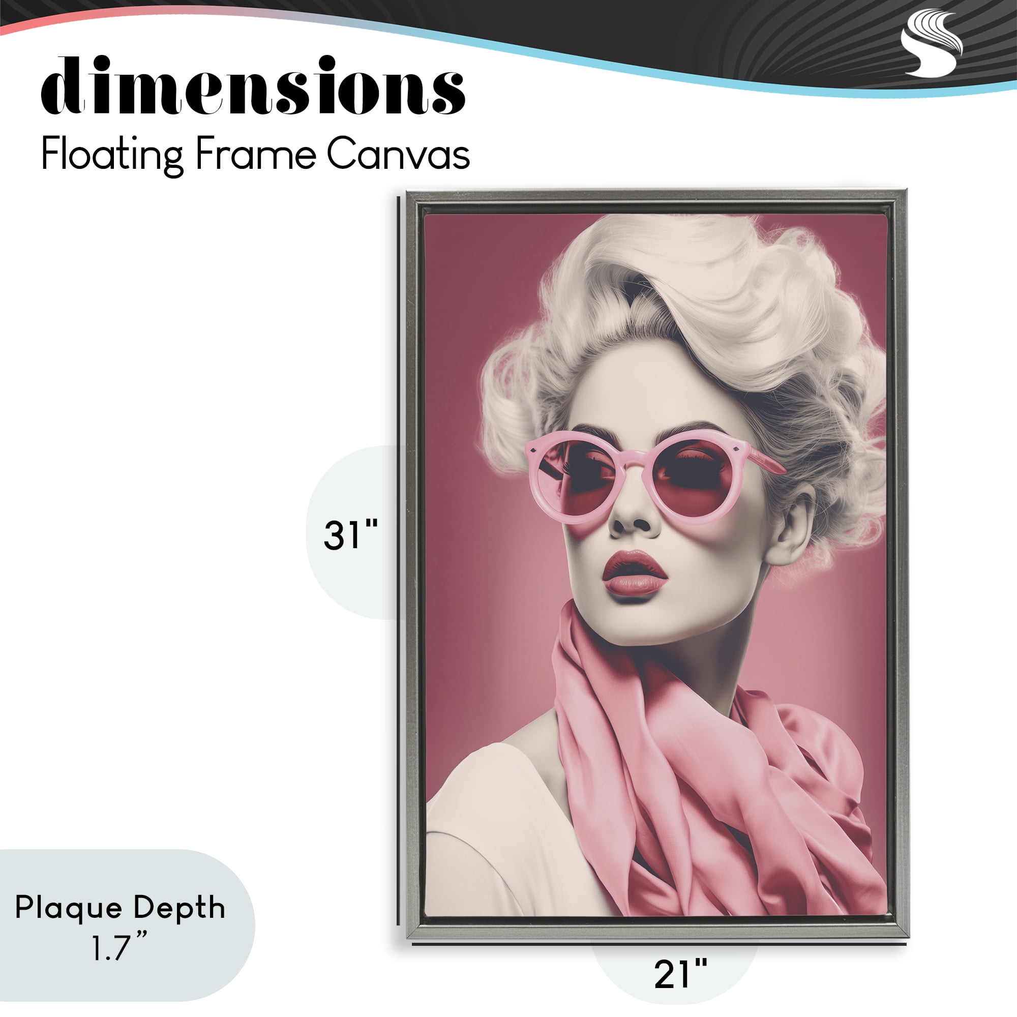 Stupell Industries Iconic Retro Chic Portrait Gray Framed Floater Canvas Wall Art, design by Andrea Haase