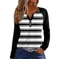 thumbnail image 3 of Hearthz Long Sleeve Tops for Women Color Block Button V-Neck Henley Tops for Women Fitted Fitted Basic Tee Raglan Sleeve Tops for Women, 3 of 8