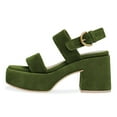 thumbnail image 2 of YDN Women Classic Double Adjustable Buckle Strap Sandals Platform Round Open Toe Block Mid Heels Outfit Casual Shoes Size 5.5 Green, 2 of 5