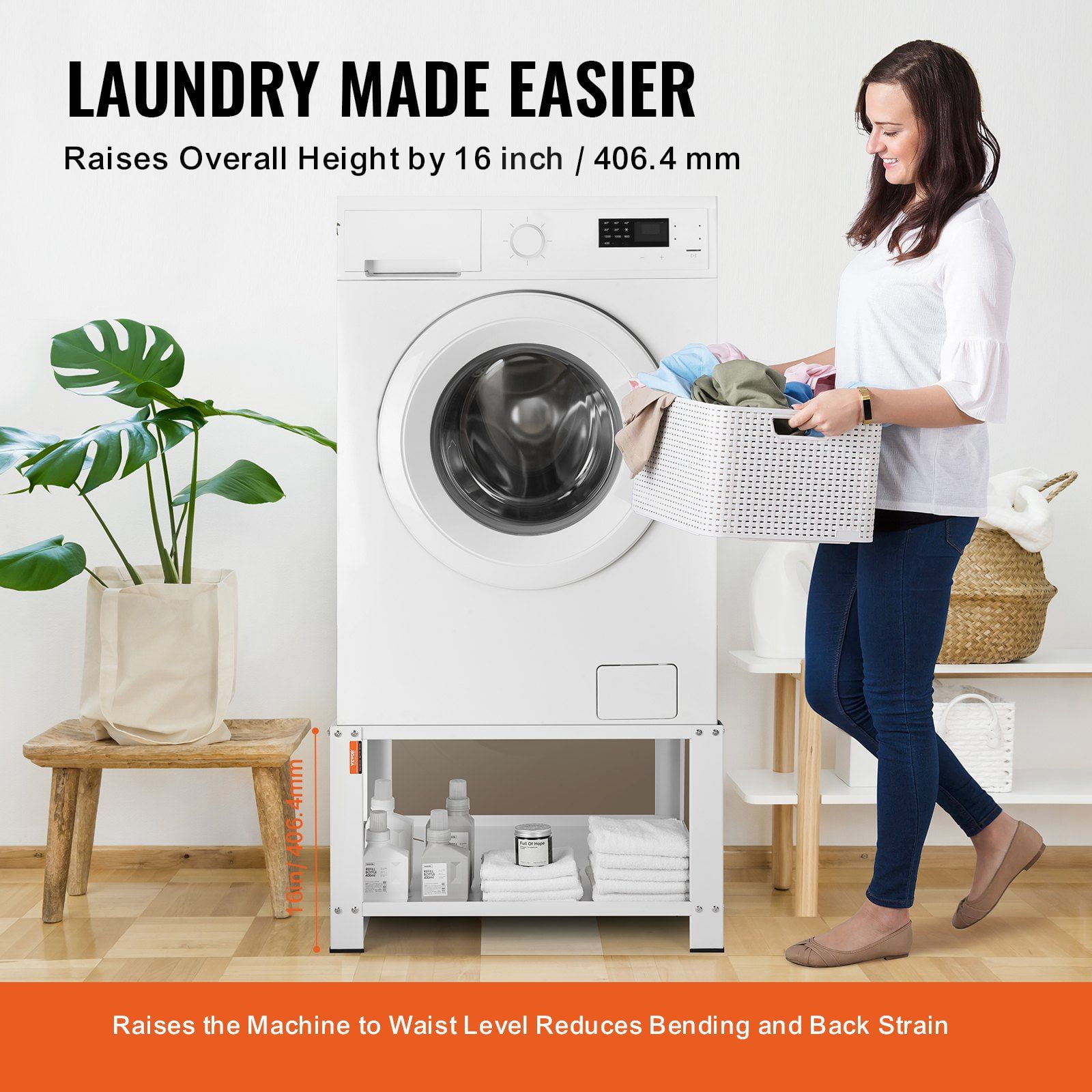 660lbs Capacity Laundry Pedestal, 28"Lx28"W Washer/Dryer Stand with Storage Shelf
