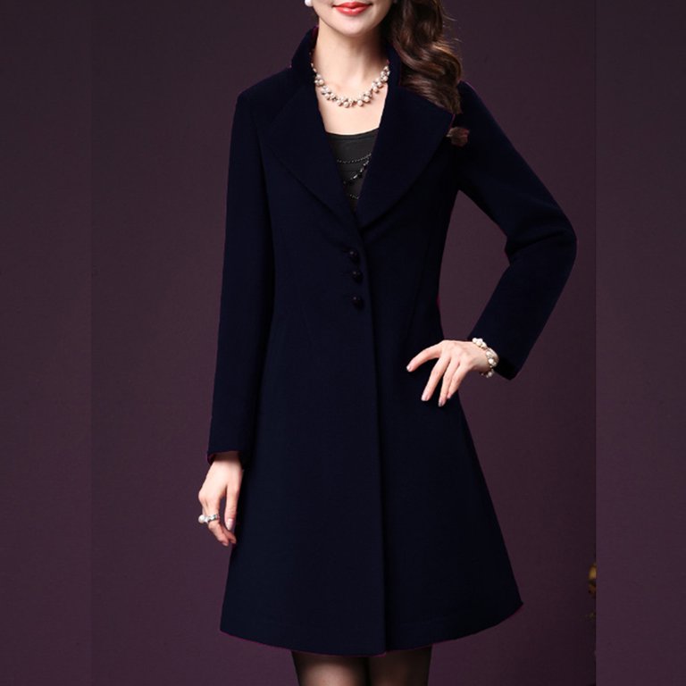 UPPADA Women's Black Pea Coats Clearance Wool Cape Jacket Long Shawl Collar  Plus Size Peacoat Winter Wool Blend Overcoat Ladies Long Winter Coats Black,XL  - Walmart.com