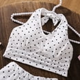 thumbnail image 6 of Girls 2-Piece Outfit Polka Dots Halter Neck Crop Top & Tiered Ruffle Skirt Set Cute Casual Summer Clothes for Kids White 9-10 Years, 6 of 6