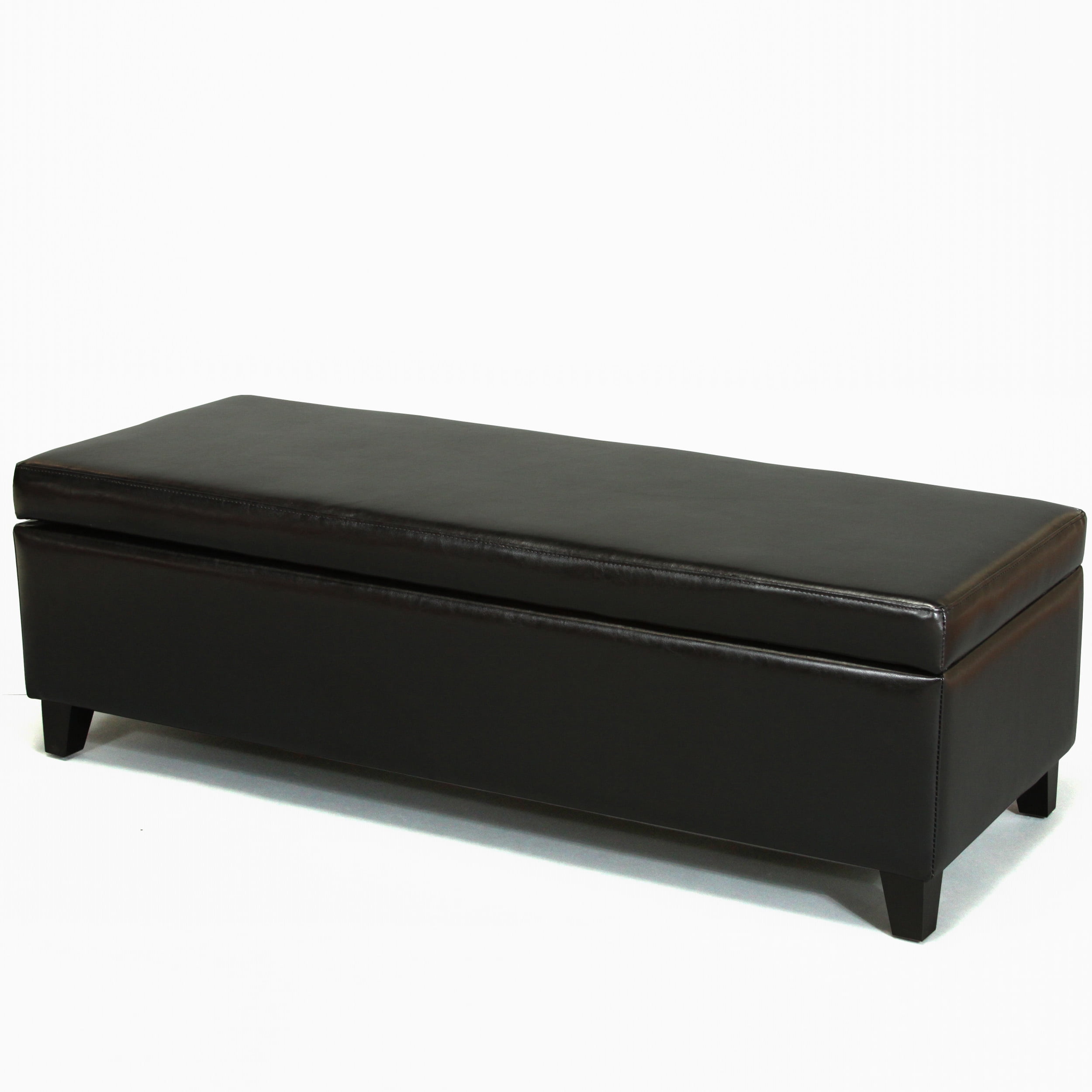 Noble House Farmer Bonded Leather Storage Ottoman Bench, Black