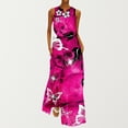 thumbnail image 1 of SMihono Robe Maxi Bohème d'Été pour Femmes Grande Taille Mode d'Été Imprimée Col en V Sans Manches Robe à Enfiler avec Poches Robe de Plage, 1 of 5
