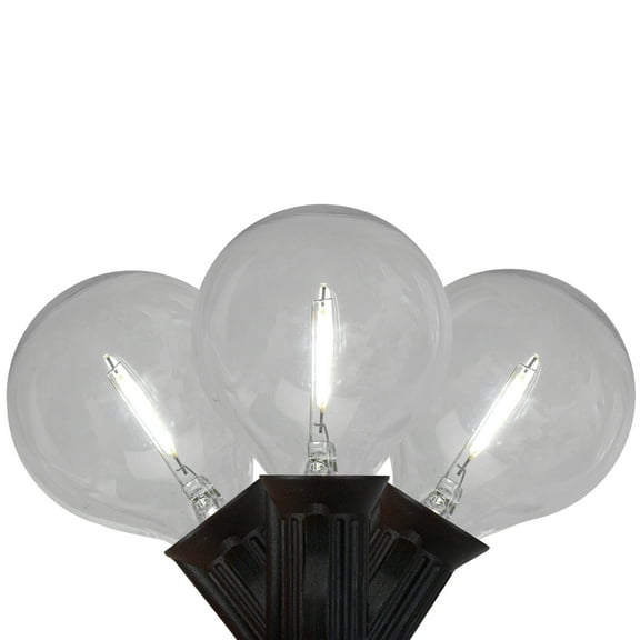 10ct Pure White LED G50 Globe Patio Lights, 10ft Black Wire