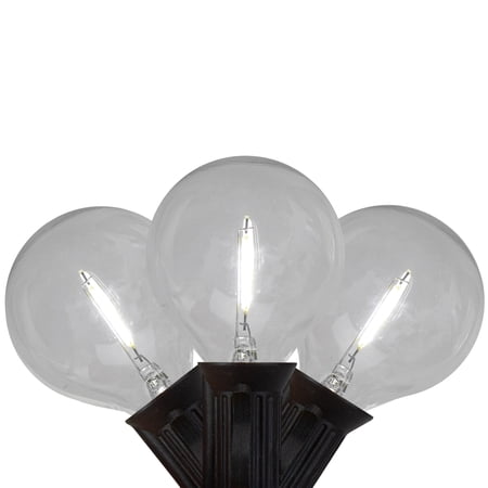 10ct Pure White LED G50 Globe Patio Lights 10ft Black Wire