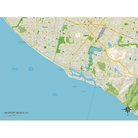 Political Map of Newport Beach, CA Print Wall Art