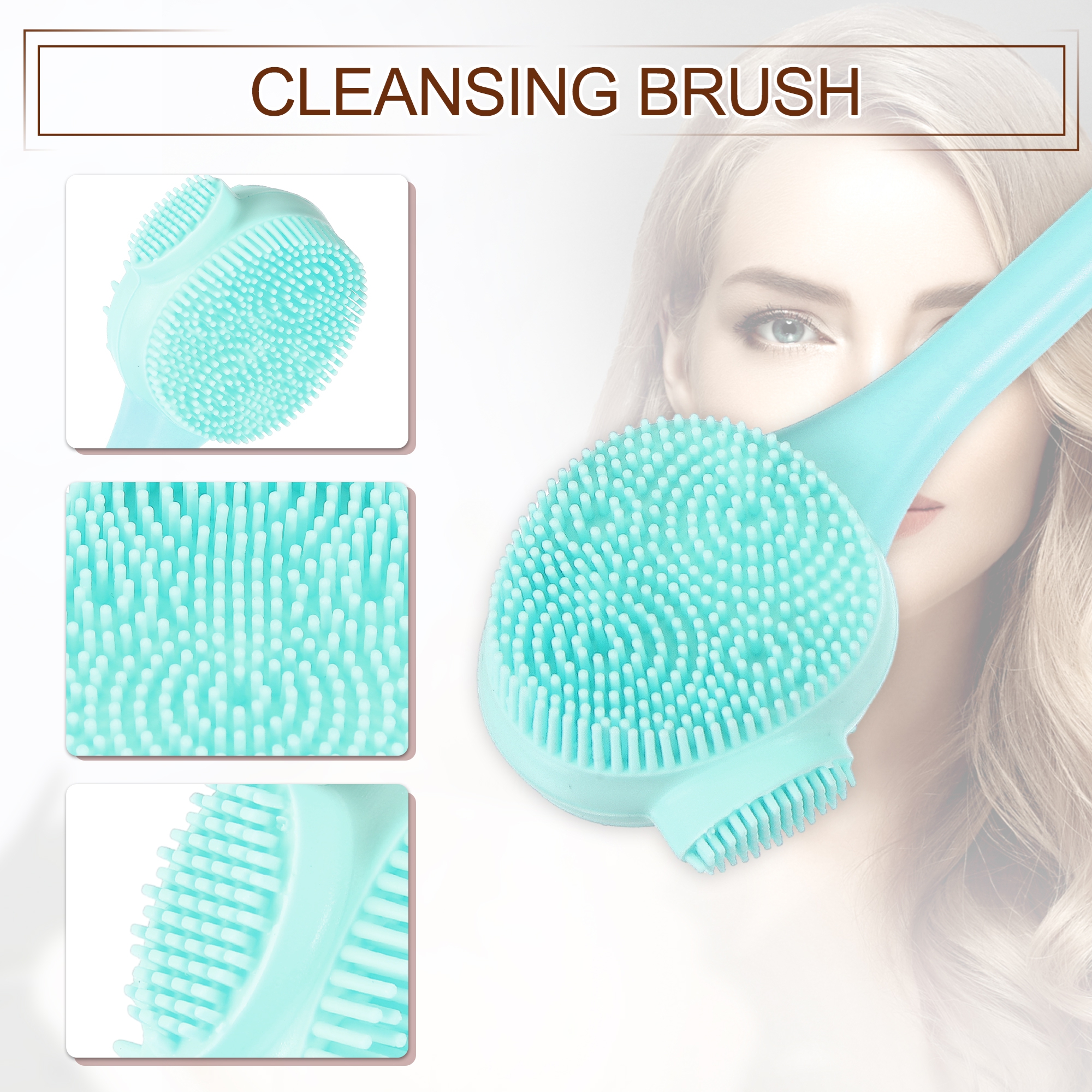 Unique Bargains Silicone Facial Cleansing Brush Handheld Scrubber for Skincare Green