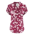 thumbnail image 5 of Mujeres Camisas de Verano Mujeres Casual Impreso Manga Corta Botón Inicio V-Cuello Camiseta Blusas Trendy Floral Suave Algodón Lino Tops, 5 of 5