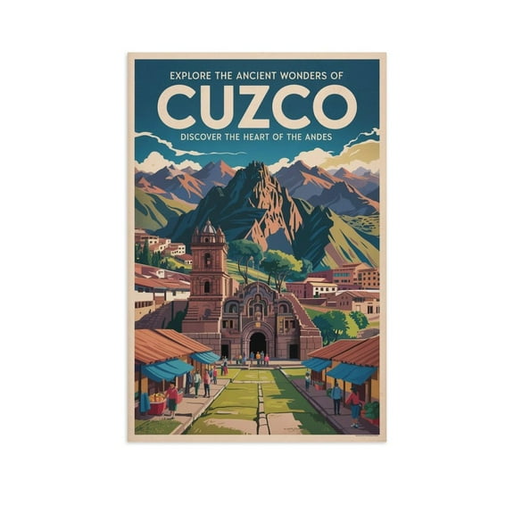Retro Cuzco Poster Vintage Peru Tourism Art for History Enthusiasts Print Poster
