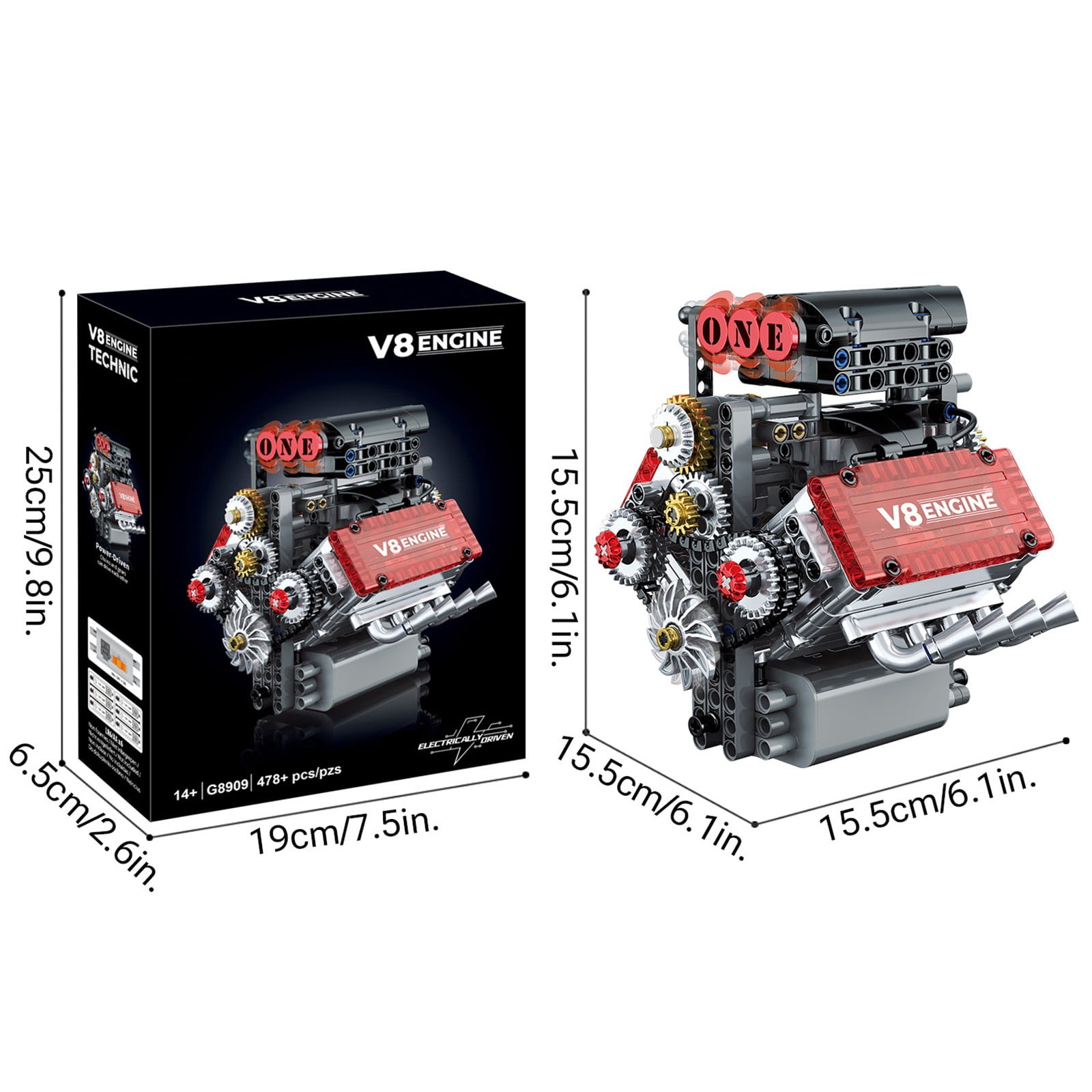 American V8 Engine Model Building Blocks Kit, Detailed Educational STEM Toy for Car Enthusiasts and Adult Hobbyists