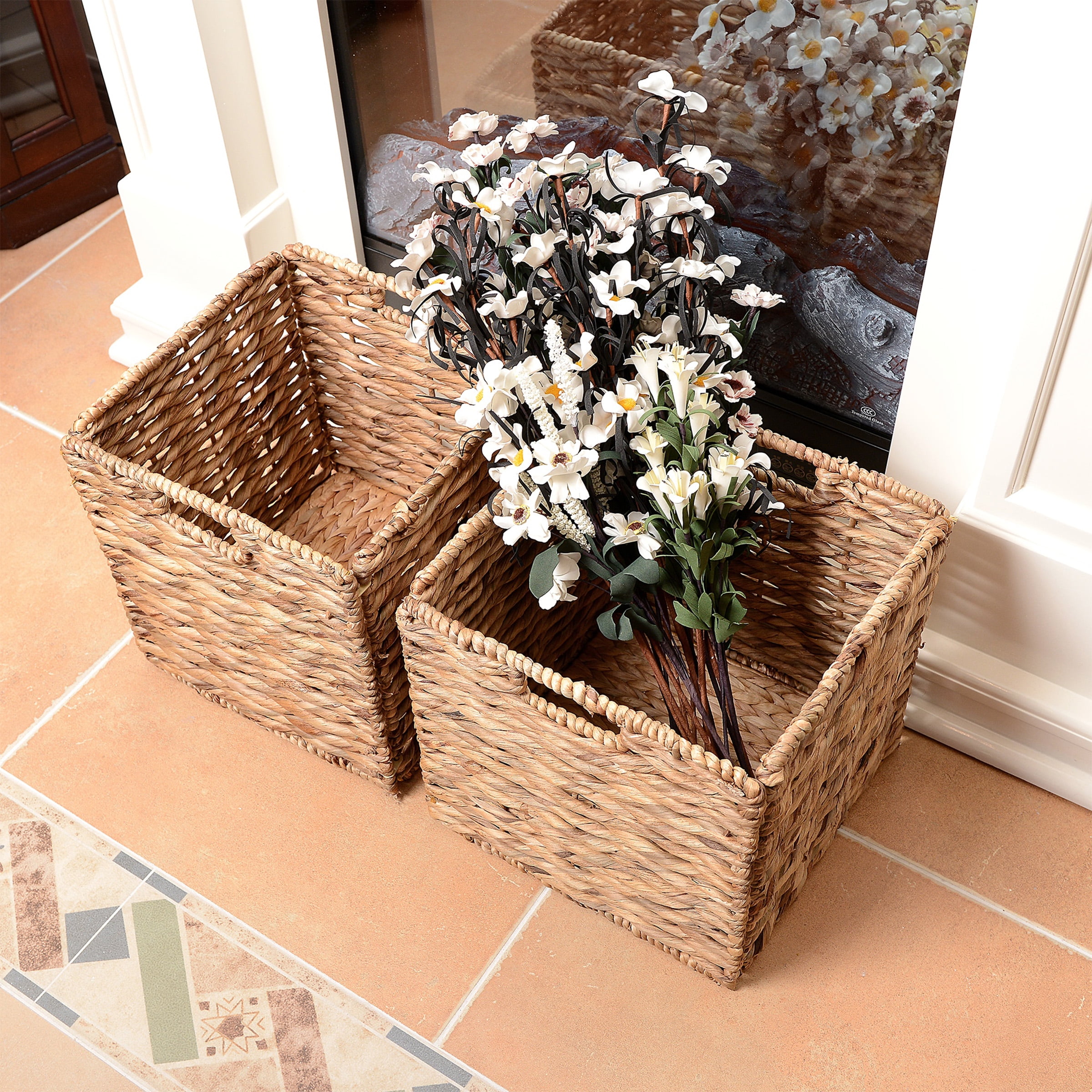DTX International Water Hyacinth Storage Basket, Set of 2