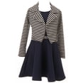 thumbnail image 1 of Little Girl 2 Pieces Dress Set Dress Sleeveless Jacket Winter Flower Girl Dress Navy 4 JKS 2145 BNY Corner, 1 of 5