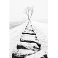 thumbnail image 2 of Aledanda 23x32 White Modern Wood Framed Museum Art Print Titled - Snowy Stone Wall, 2 of 4