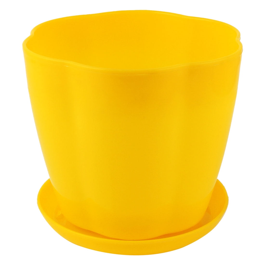 Home Garden Plastic Petal Shaped Plant Planter Holder Flower Pot Yellow