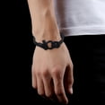 thumbnail image 1 of (Negro + tarjeta de hijo) Nueva pulsera milanesa con hebilla de cuerda Pulsera versátil con hebilla de herradura con lazo de acero inoxidable, 1 of 5