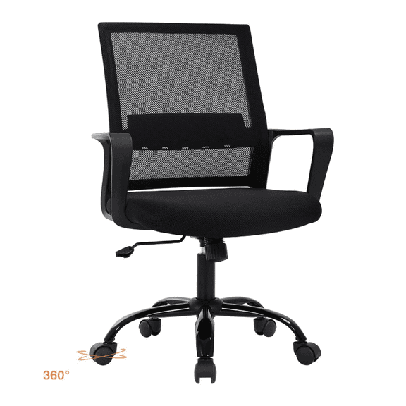 BORGEBY Office Chair, Ergonomic Computer Desk Chair with Lumbar Support, Adjustable Height Swivel Rolling Chair for Adults(Black)