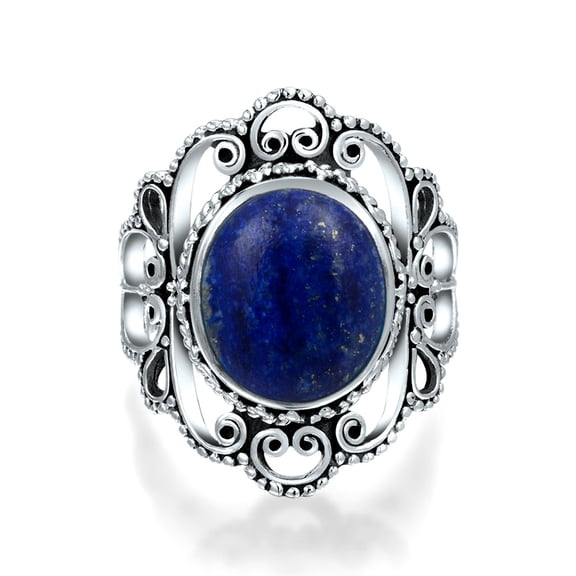 Bling Jewelry Womens Western Jewelry  Silver Ring with Large Gemstone Filigree and Moonstone