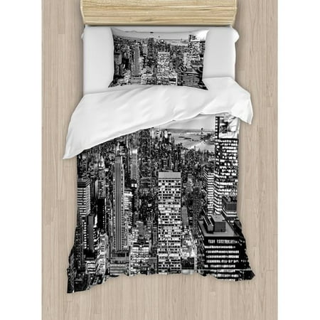 Ambesonne New York Panorama Of Manhattan Duvet Cover Set Walmart Com