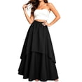 thumbnail image 6 of Vynhevius Women's Irregular Layered Maxi Skirt Solid Elastic Waist Vintage Medieval Casual Long A Line Skirts, 6 of 6