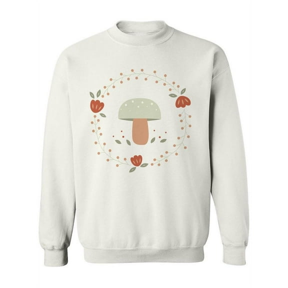 Mushroom And Floral Wreath. Sweatshirt Women -Image by Shutterstock, Female 4X-Large