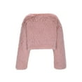 thumbnail image 5 of Cropped Faux Fur Jacket for Women Boat Neck Long Sleeve Jackets Fluffy Winter Outwear for Evening Dresses Pink S, 5 of 6