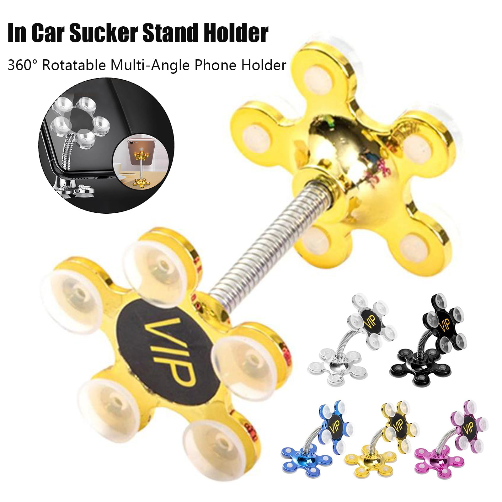 Rotatable Multi-Angle Double-Sided Phone Holder Suction Cup Stand Bracket Flowers Suction Cup Mount Stand for Universal Mobile Phone More 