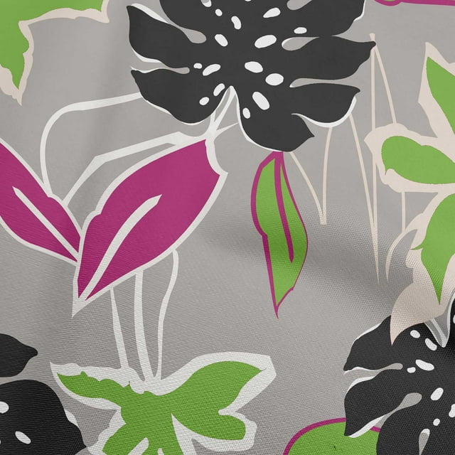 oneOone Viscose Chiffon Gray Fabric Abstract Tropical Floral Craft Projects Decor Fabric Printed By The Yard 42 Inch Wide