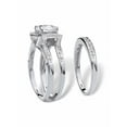 thumbnail image 2 of PalmBeach Jewelry Round Cubic Zirconia Channel-Set 2-Piece Jacket Bridal Set 2.37 TCW 18k Gold-Plated or Platinum-Plated Silver., 2 of 7