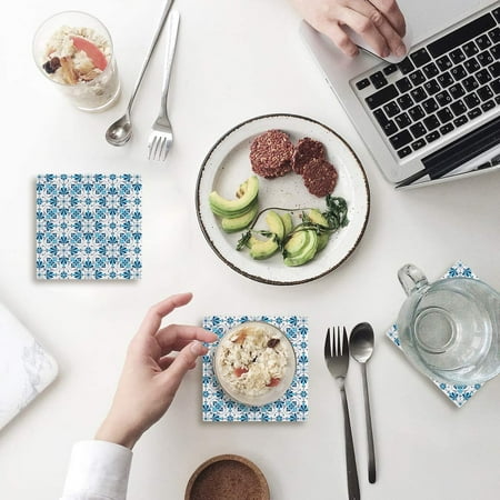 

KXMDXA Christmas Abstract Floral Pattern Set of 6 Coaster for Drinks Absorbent Ceramic Stone Coasters Cup Mat with Cork Base for Home Kitchen Room Coffee Table Bar Decor