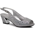 thumbnail image 2 of Enzo Romeo Lime01 Sandales Compensées à Talon Bas et Bout Ouvert pour Femmes avec Strass (8, Argent), 2 of 4