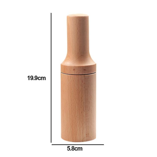 Molino de sal o pimienta de madera de acacia de cintura recta, especia manual