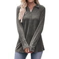 thumbnail image 3 of QAFOPEH Womens Polo Shirts V Neck Collared Tops Casual Buttons Long Sleeve Tunic Blouses, 3 of 7