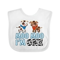 Inktastic Moo Moo I'm 1 with Cute Holstein Cows Boys or Girls Baby Bib